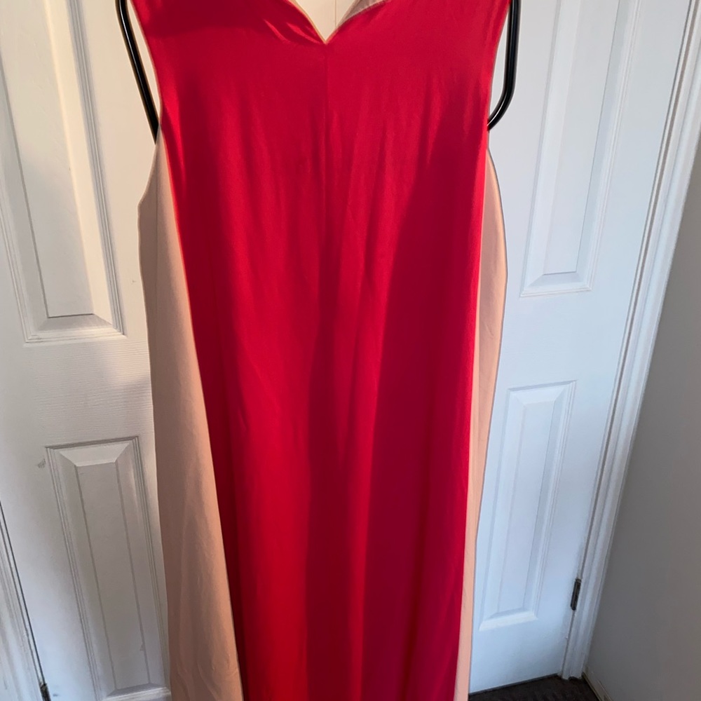 BCBGMaxAzria Orange and Beige Colorblock Maxi Dress - Picture 3 of 6